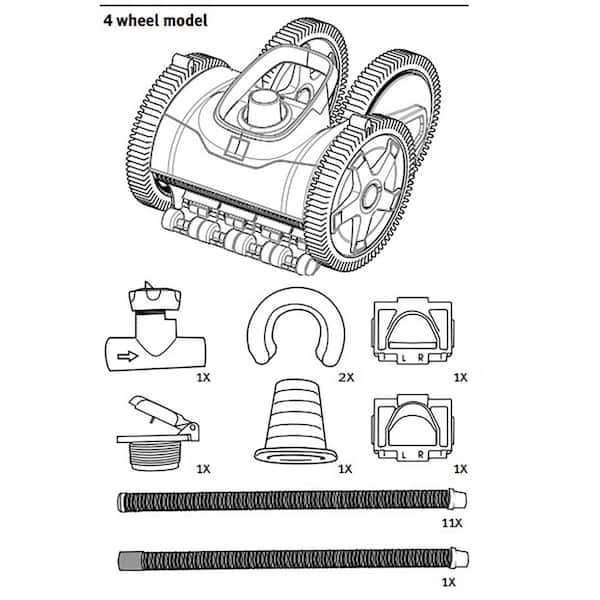 The PoolCleaner-4 Wheel Suction Grey Pool Vacuum
