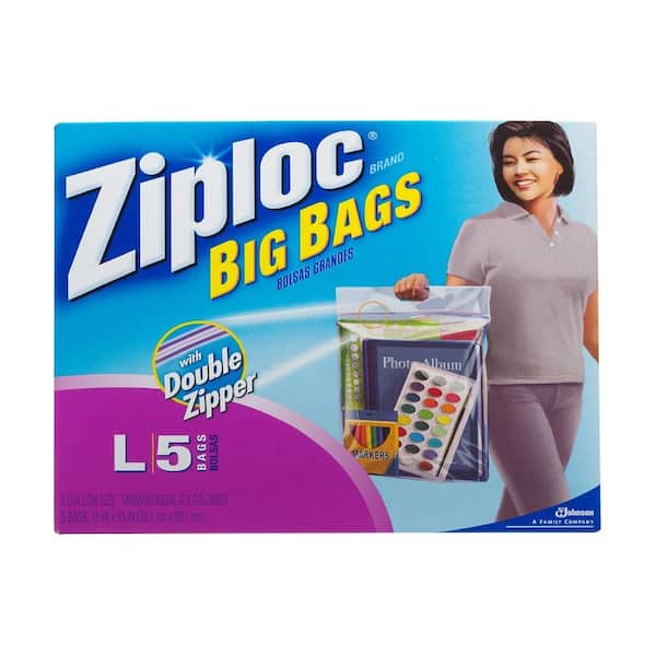 Ziploc 3 gal. Big Plastic Storage Bag with Douple Zipper 5-Bag (8-Pack)