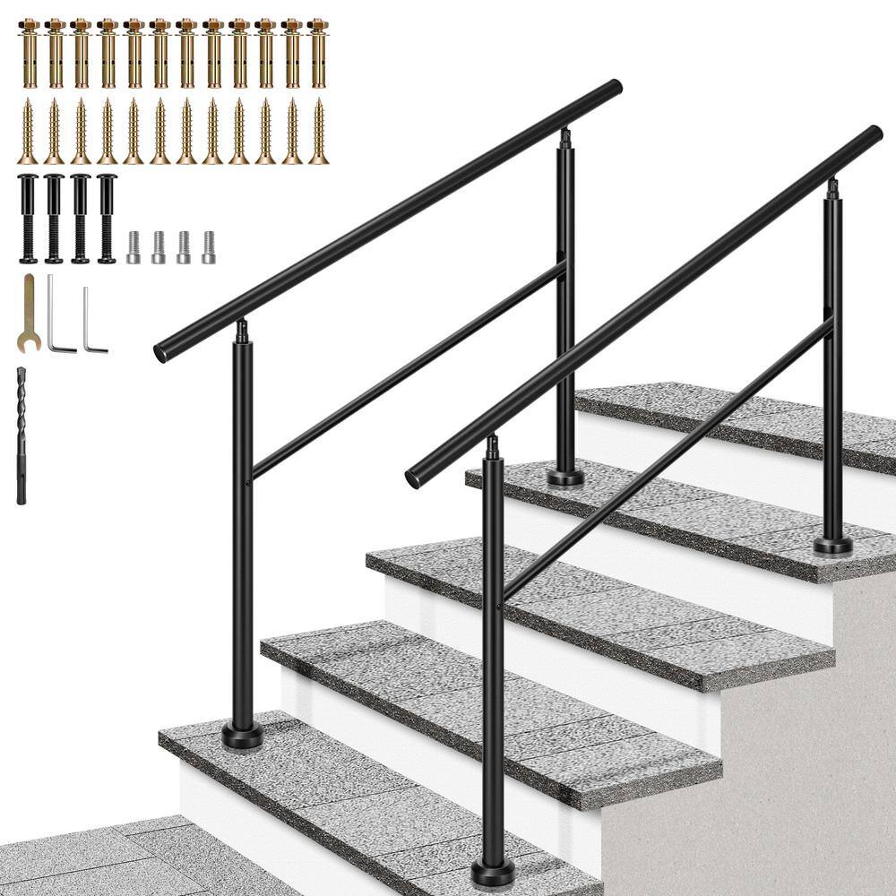 4-Step 36 in. H x 53 in. W Black Alloy Steel Round Handrail Stair Railing Kit (2-Pack) price history on PriceWatchPro