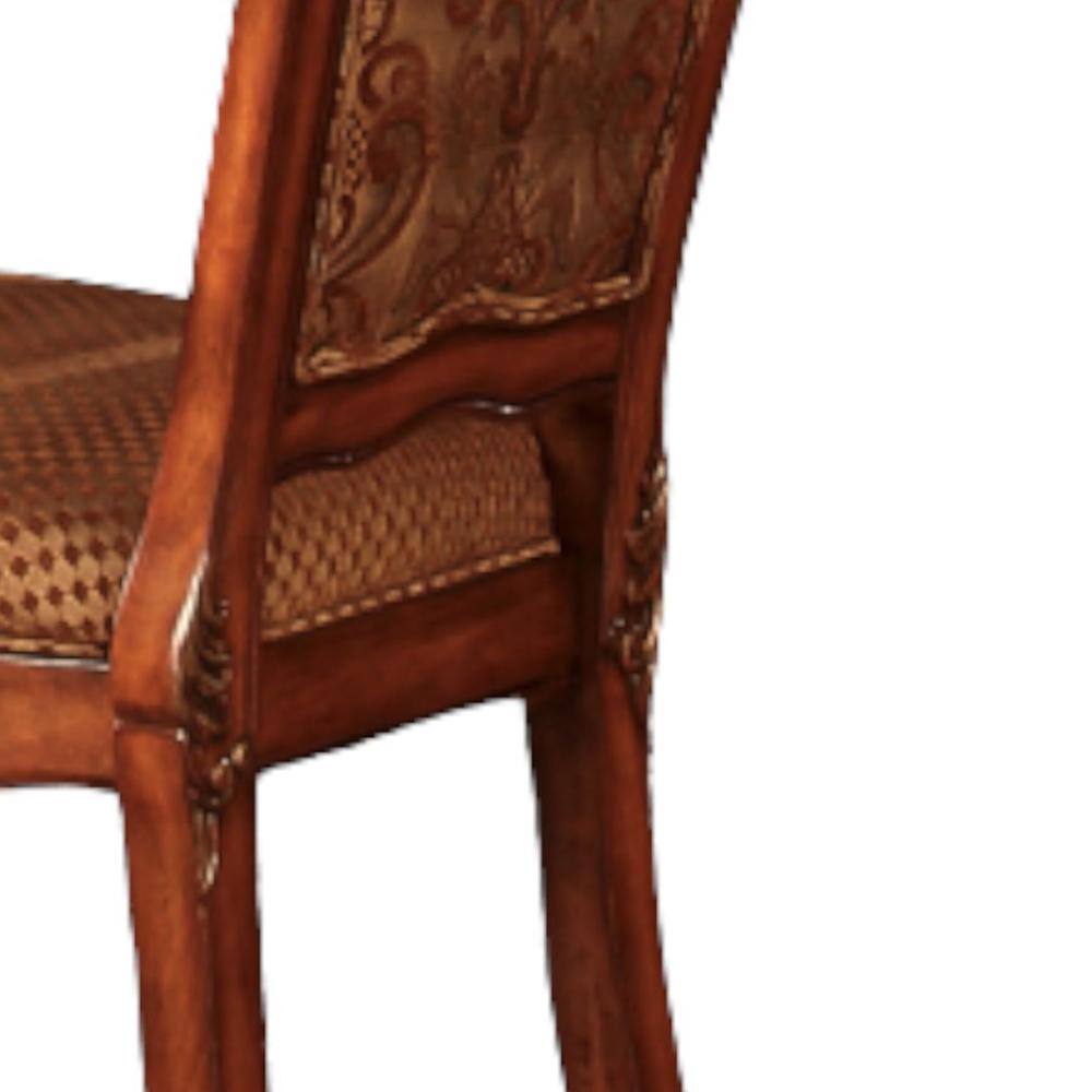 High Back Brown Faux Leather Upholstered Wood Side Chair
