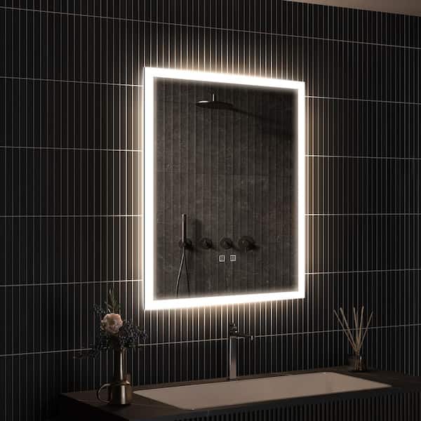 HOMLUX 20 in. W x 28 in. H Rectangular Frameless LED Light with 3-Color and Anti-Fog Wall Mounted Bathroom Vanity Mirror