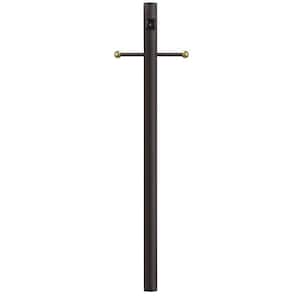 7 ft. Bronze Outdoor Direct Burial Lamp Post with Cross Arm and Auto Dusk-Dawn Photocell fits 3 in. Post Top Fixtures