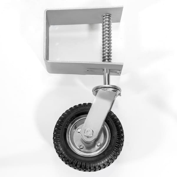 8 in. Silver Heavy-Duty Spring-Loaded Gate Caster with Adjustable Bracket and 200 lbs. Load Rating 8 in. Silver Heavy-Duty Spring-Loaded Gate Caster with Adjustable Bracket and 200 lbs. Load Rating