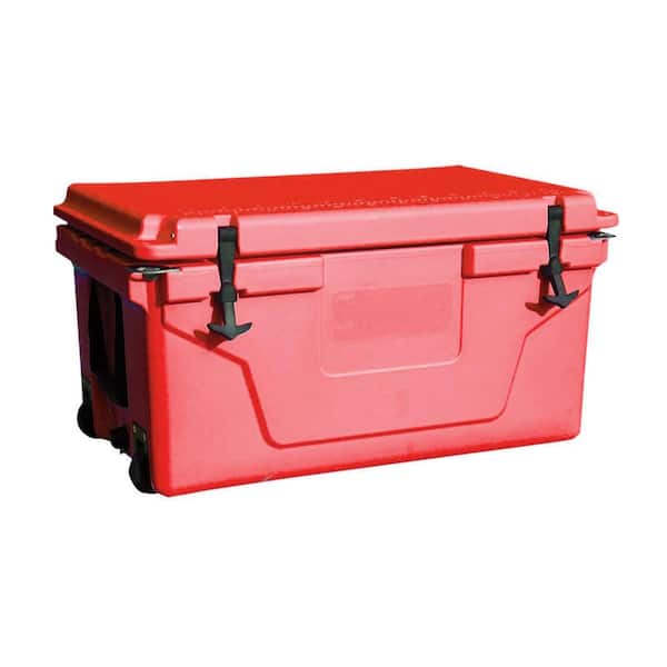 65 qt. Red Outdoor Cooler Fish Ice Chest Box, Camping Cooler Box