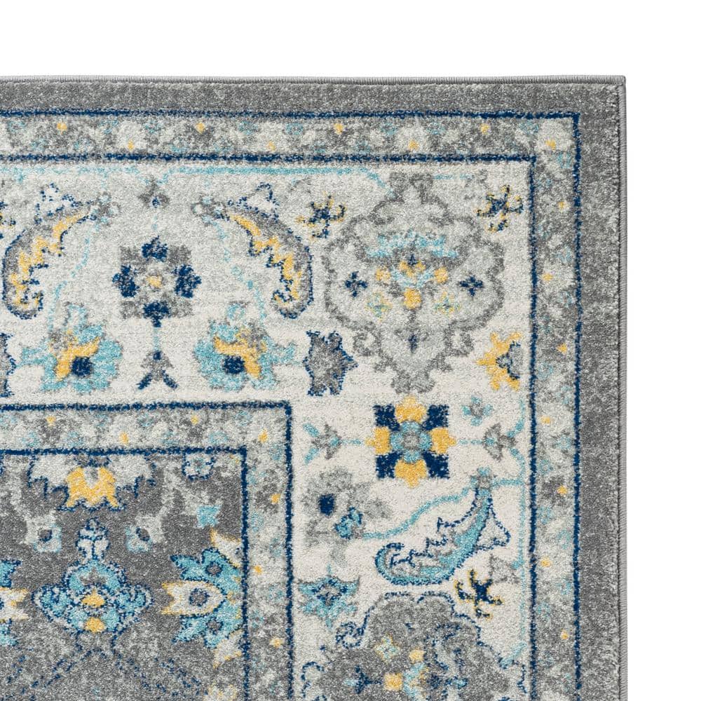 Chelsea Gray Floral Synthetic Rectangular Area Rug