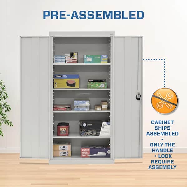 Elite Series 36 in. W x 72 in. H x 18 in. D 22-Gauge 5-Shelf Steel Freestanding Garage Storage Cabinet in Dove Gray