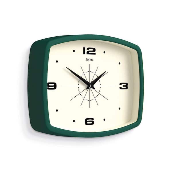 10 in. W Rectangular Retro Green Analog Plastic Wall Clock HP10926