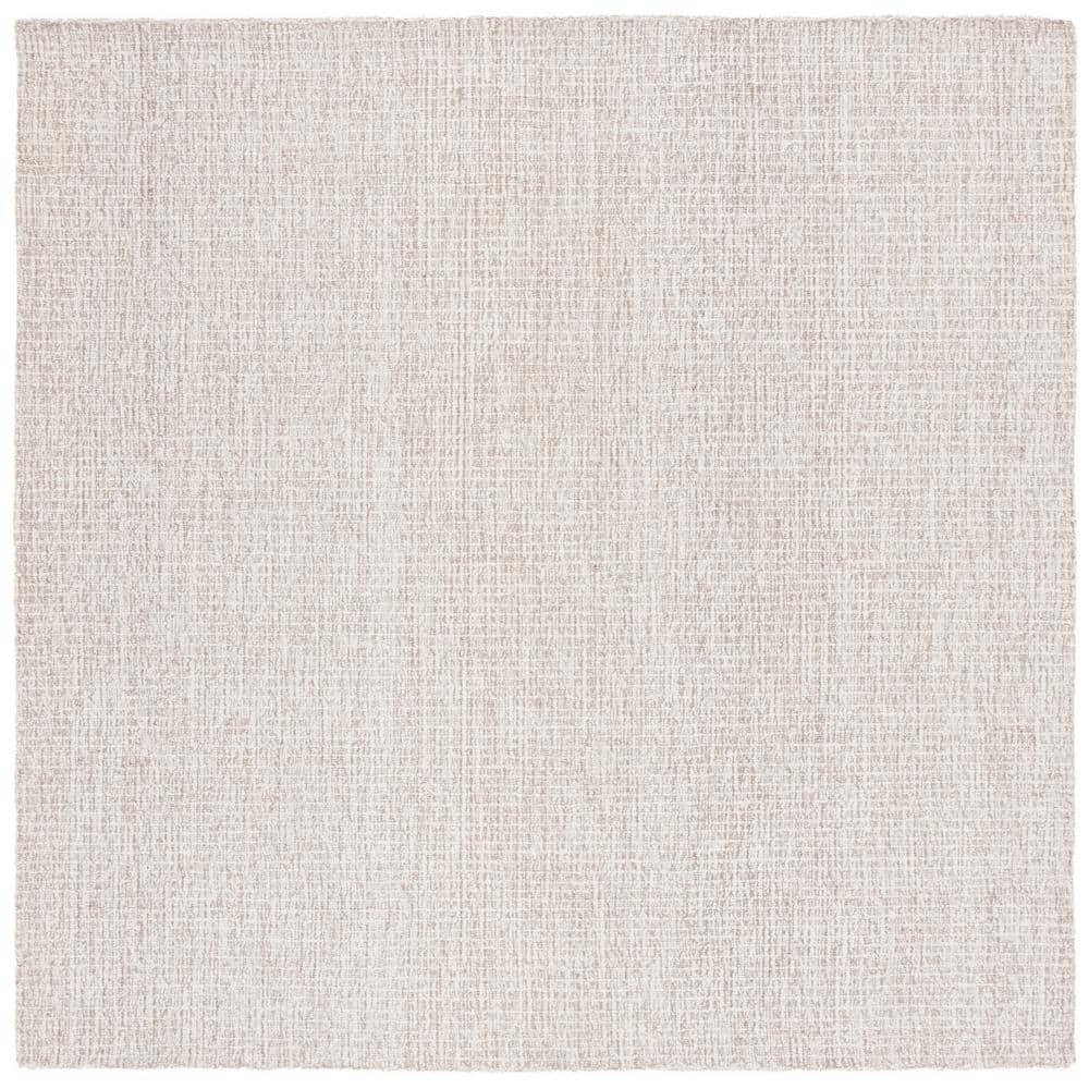 Ivory and Grey 6' x 6' Square Hand Tufted Wool Rug