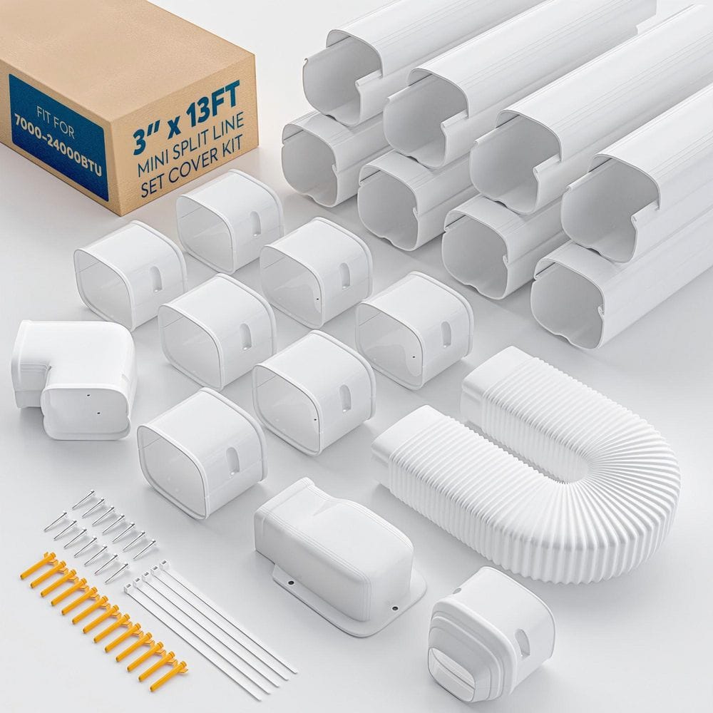 3 in. x 13 ft. Mini Split Line Set Cover, Flexible PP Duct Cover Kit, Paintable for Air Conditioner, HVAC, White price history on PriceWatchPro