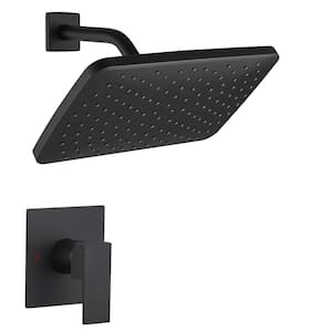 Single Handle 1-Spray Square Shower Faucet Set 2.5 GPM with High Pressure Shower Head in. Matte Black (Valve Included)