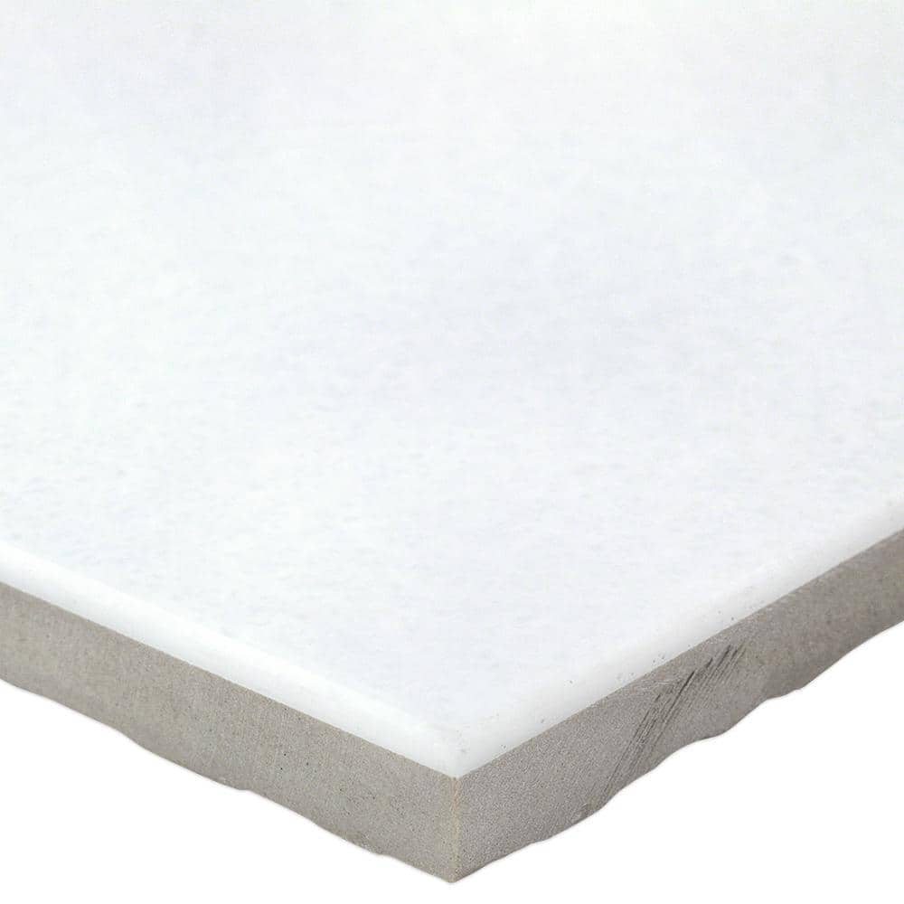 Lucid 6" x 18" White Polished Marble Look Tile