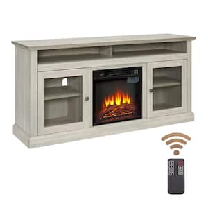 60-Inch Freestanding Electric Fireplace TV Stand in Stone Gray