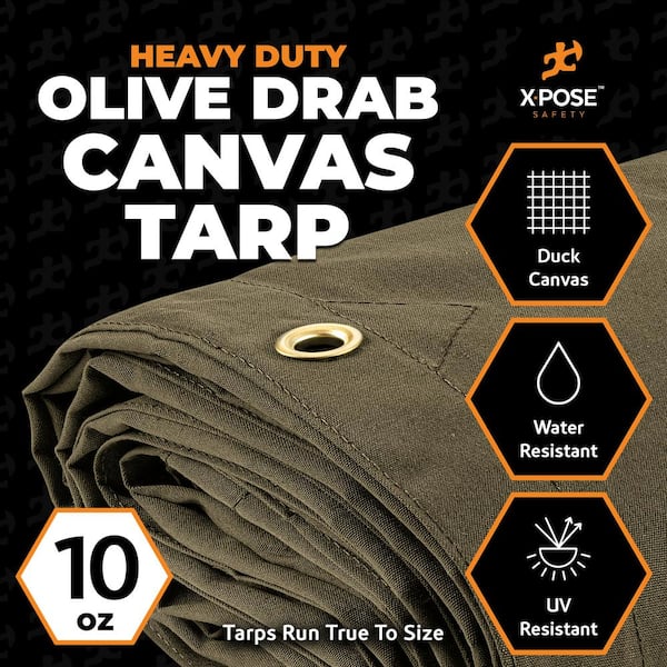 XPOSE SAFETY Canvas Heavy-Duty 12 ft. W X 14 ft. L Olive XPOSE SAFETY Canvas Heavy-Duty 12 ft. W X 14 ft. L Olive