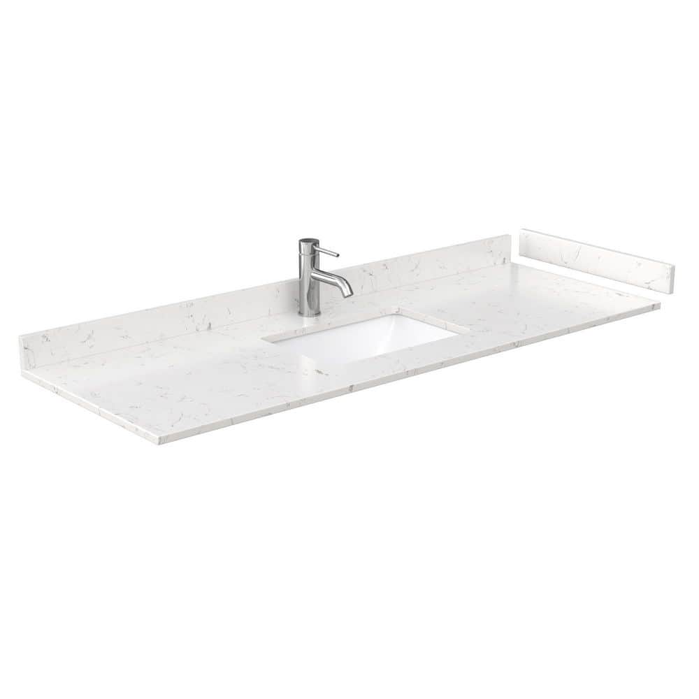 Strada 60" Light Green Freestanding Single Vanity with Marble Top