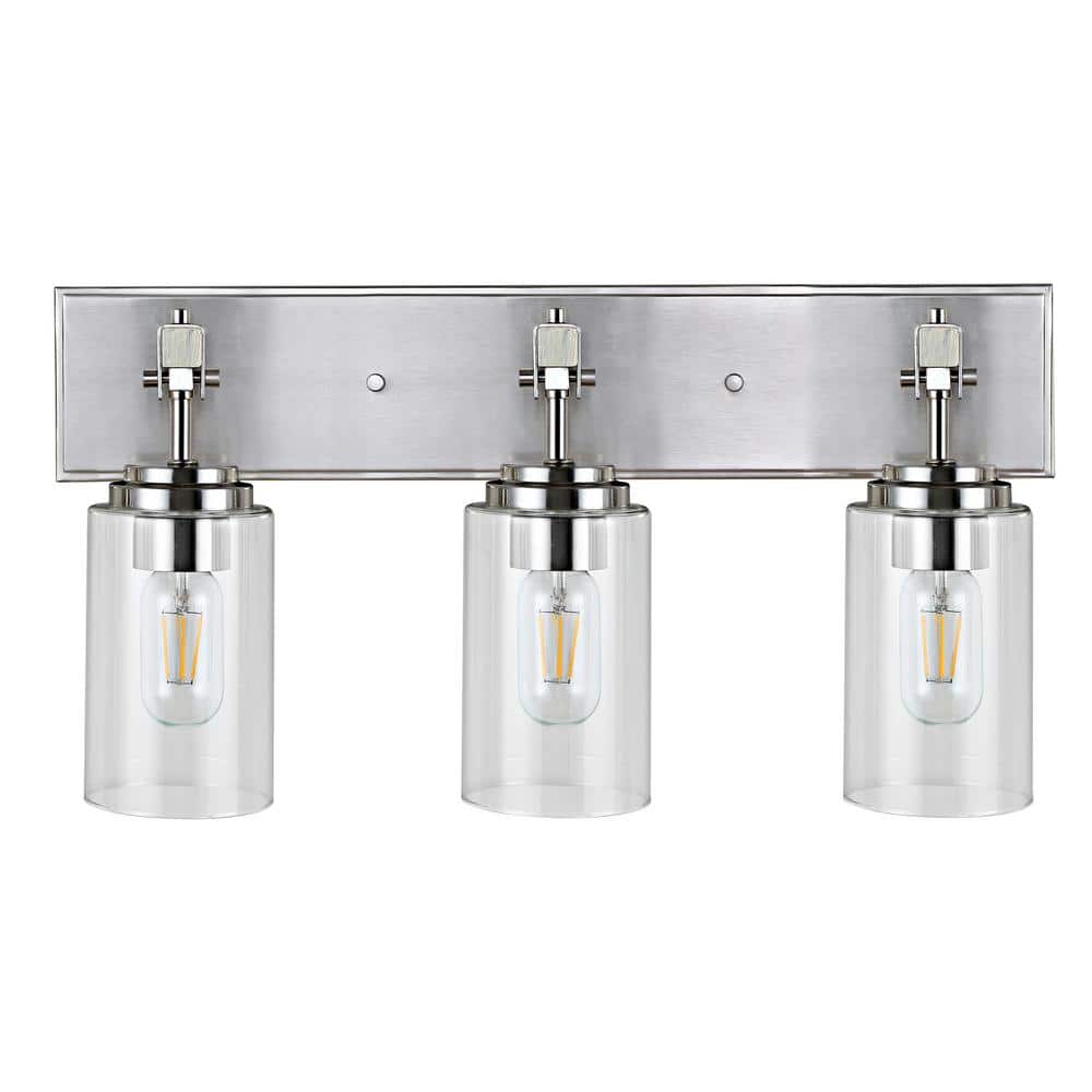 Contemporary Chrome 22" Wall Sconce with Square Glass Shades
