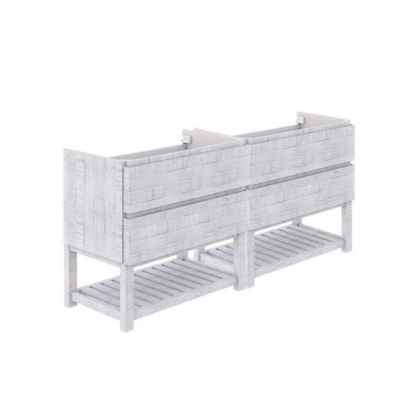 Fresca Formosa 70 in. Freestanding Open Bottom Double Bath Vanity Cabinet without Top in Rustic White