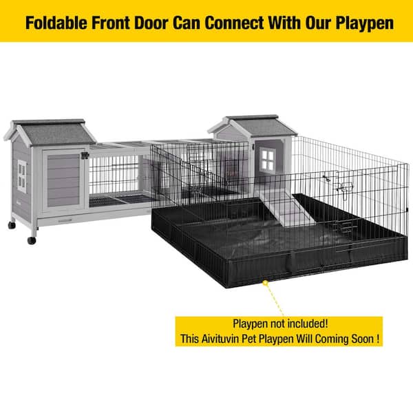 aivituvin Wooden Large Rabbit House, Indoor Rabbit House AIR68