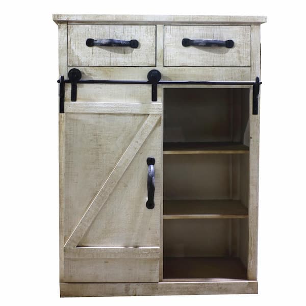 Outopee White MDF Accent Storage Cabinets with 2-Drawer