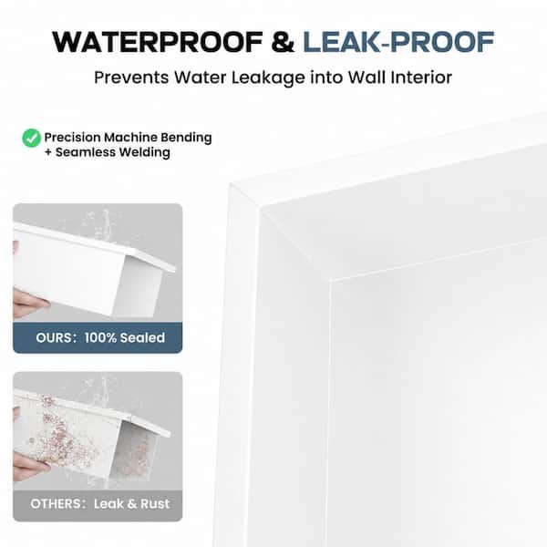 12 in. W x 36 in. H x 4 in. D Waterproof Recessed Shower Niche Storage Shelf in White, No Tile Needed
