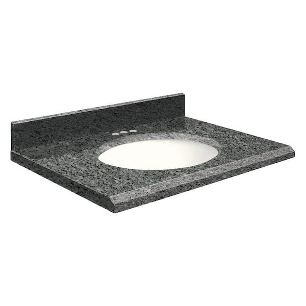 Transolid 37 in. W x 19 in. D Granite Vanity Top in Blue Pearl with White Basin