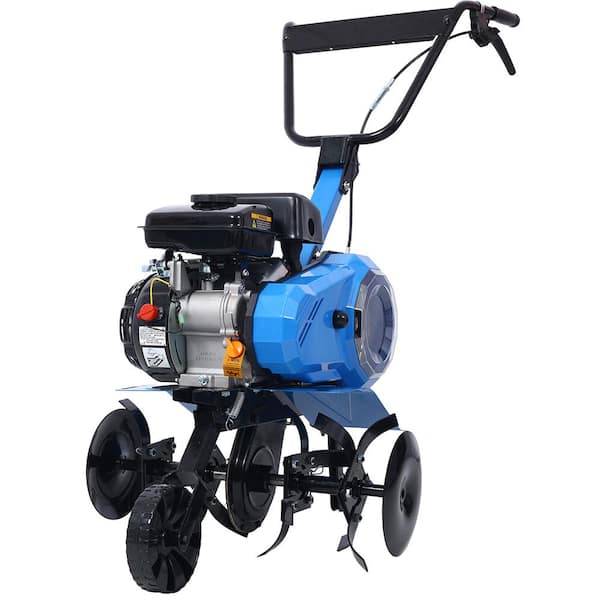 Misopily 2 in 1 4-Cycle 78.5 cc Tiller and Cultivator with Handle, 18 in. Till Width, EPA Compliant, Blue