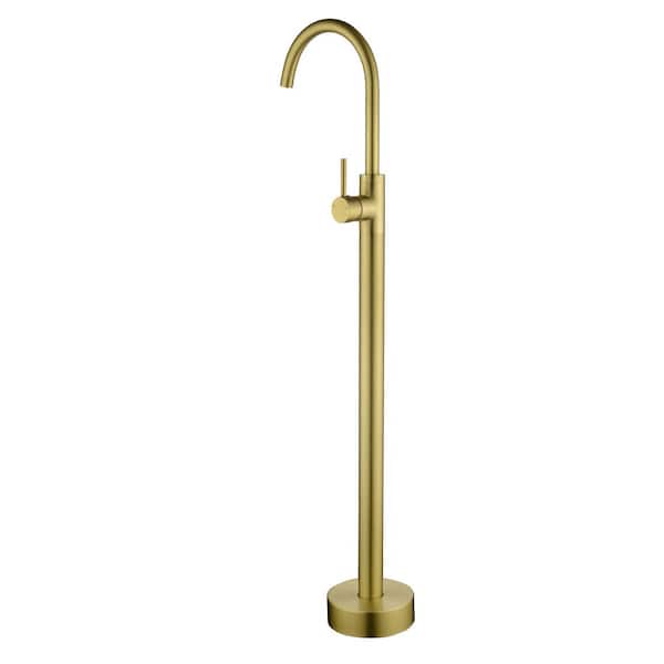 FORCLOVER Single-Handle Floor Mount Freestanding Tub Faucet with 360° Swivel Spout in. Brushed Gold