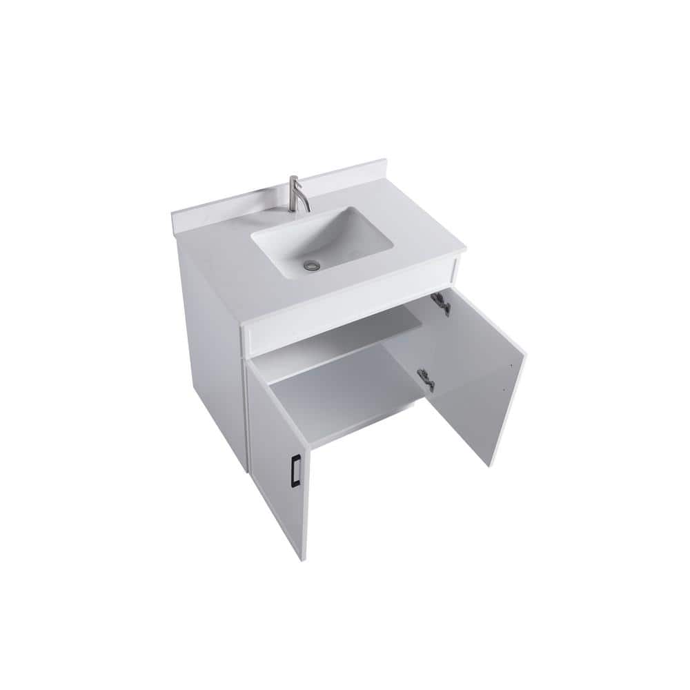 36" White Plywood Freestanding Vanity with Cultured Marble Top