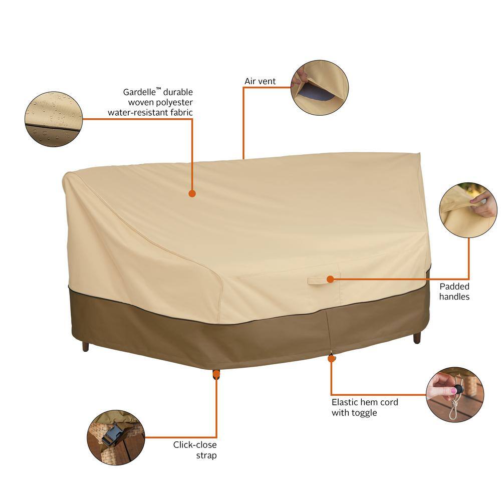 Beige and Brown Water-Resistant Curved Sofa Sectional Cover