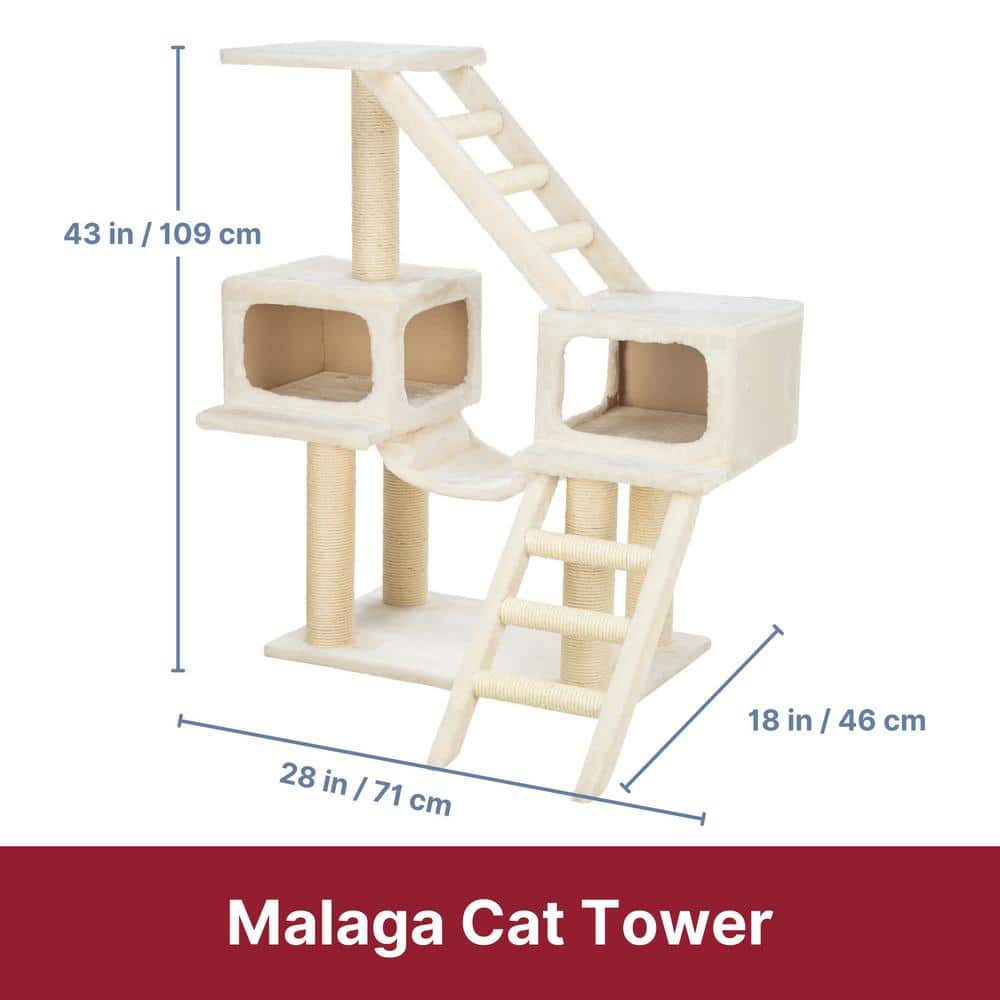 Beige Sisal 3-Level Cat Tree with Hammock and Condos