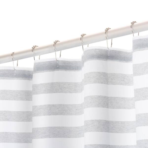 Laura Ashley White Gray Stripe Shower, Wide Horizontal Stripe Shower Curtains