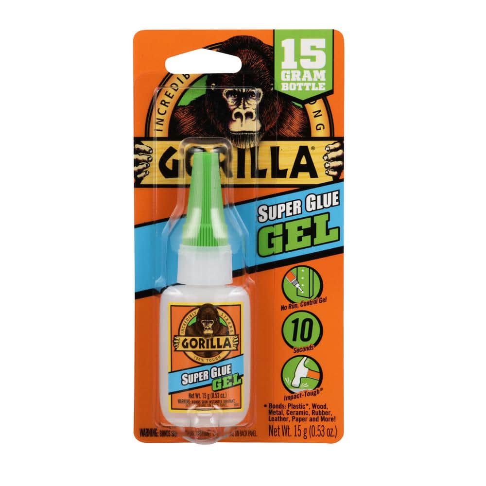 Gorilla Super Glue Gel 15g No Run Control Sets in 10 Secs Anti-Clog Cap,  Clear 52427760012