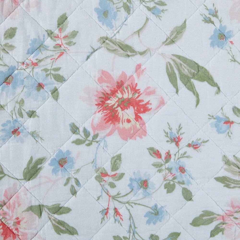 Emilie Pink Floral Cotton Twin Quilt Set