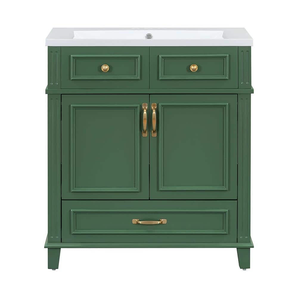30 in. W x 18 in. D x 34 in. H Freestanding Bath Vanity Cabinet with Resin 
