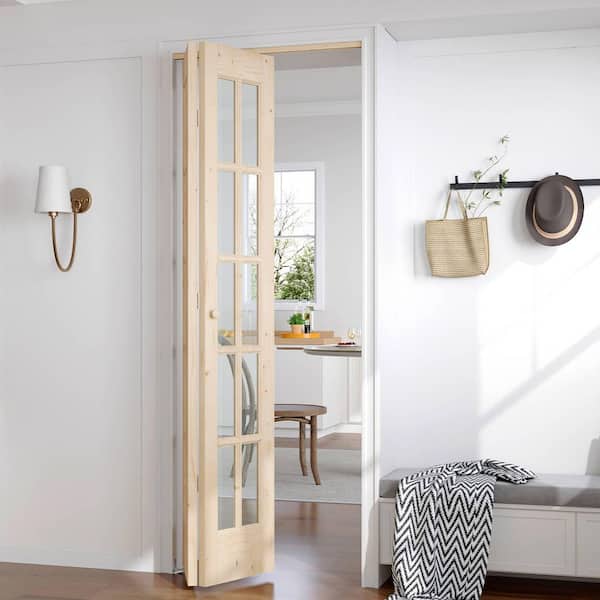 easelife 30 in. x 80 in. Pre Assembled Clear Glass Solid Core Wood