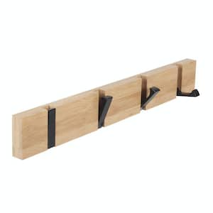 Yellow Wooden Wall Mounted Coat Rack, Coat Hook with 4 Standard Hooks for Entryway Hallway Bathroom Living Room Bedroom