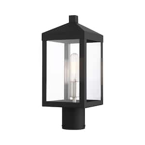 Nyack 1 Light Black with Brushed Nickel Cluster Outdoor Post Top Lantern