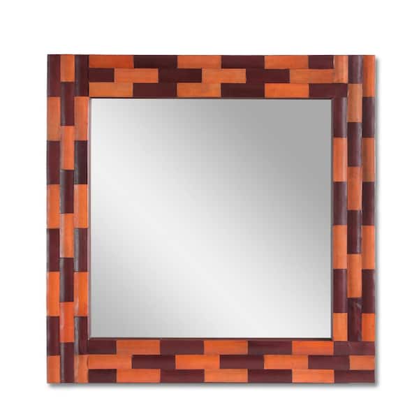 Unbranded Antique Yellow 23.5 in W x 23.5 in. H Art Deco Rectangle MDF Framed Mirror Bathroom Mirror