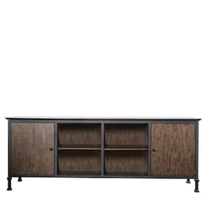 Broadland 72 in. Weathered Oak TV Stand with Solid Front Storage Cabinets Fits TV's up to 75 in. with Rear Wiring Access