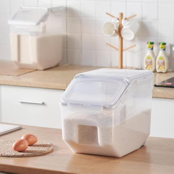15 Liter Rice Storage Container with Wheels and Measuring Cup, Clear (Set  of 2) 2FC002-2 - The Home Depot