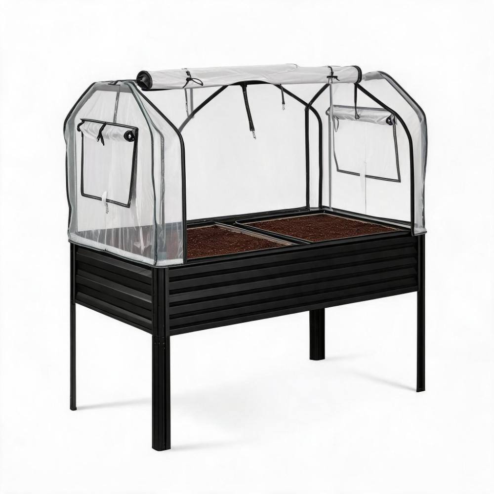 47.2x23.6x55.1 in.Black Galvanized Steel Raised Garden Bed with Legs & Greenhouse Cover for Vegetables, Flowers, Herbs price history on PriceWatchPro