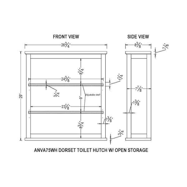 Dorset Over The Toilet Etagere White - Alaterre Furniture