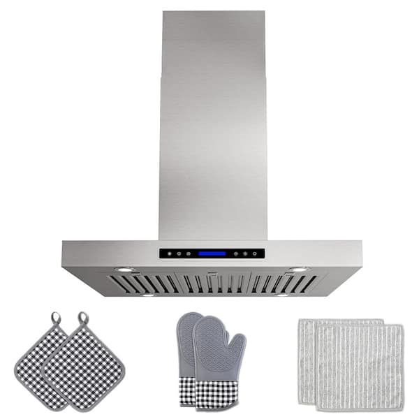 36 in. 900 CFM Ducted Island Range Hood with Remote, Touch Control LCD, Long-Term Warranty in Stainless Steel