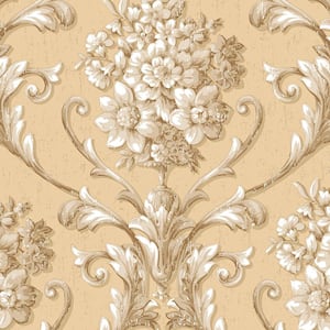 Floral Damask Vinyl Roll Wallpaper (Covers 55 sq. ft.)
