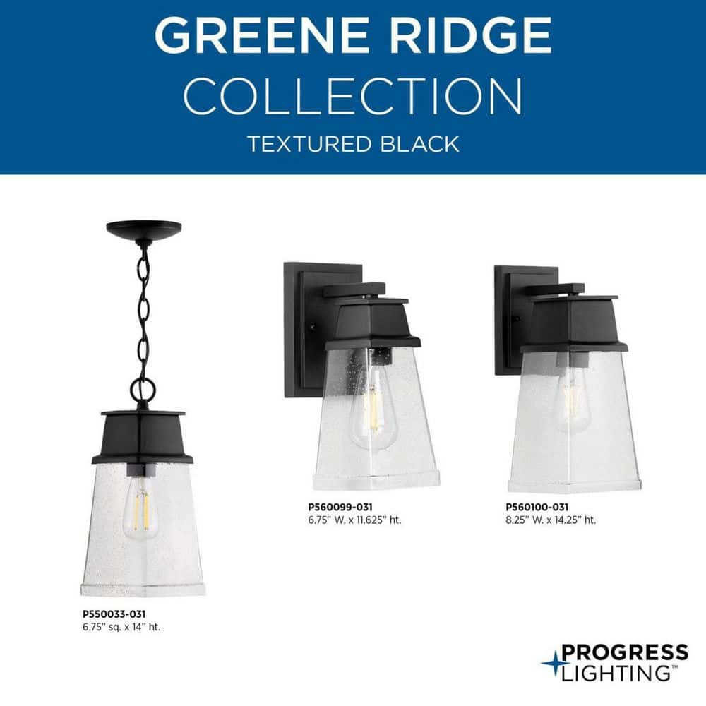 Greene Ridge Black Steel Medium Wall Lantern with Clear Shade