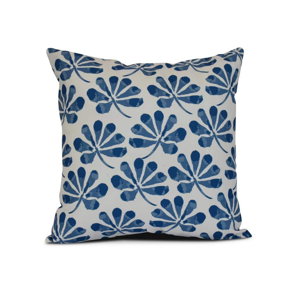 Ina Floral Print Throw Pillow in Blue