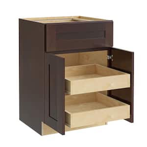 Franklin Stained Manganite Plywood Shaker Assembled Base Kitchen Cabinet Soft Close 27 in W x 24 in D x 34.5 in H