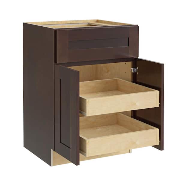 Home Decorators Collection Newport 27 in. W x 24 in. D x 34.5 in. H Assembled Plywood Base Kitchen Cabinet in Manganite with 2ROT Soft Close