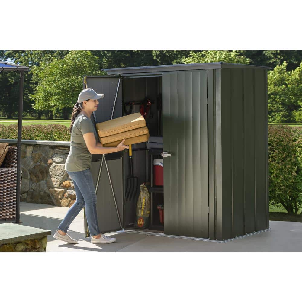 Scotts 5' x 3' Green Galvanized Steel Garden Storage Shed Kit