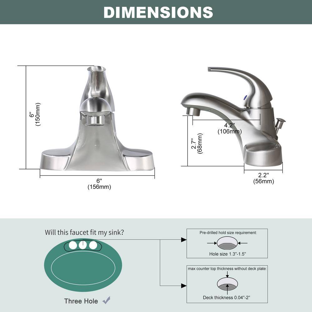 Brushed Nickel Single Handle Low Arc Bathroom Faucet