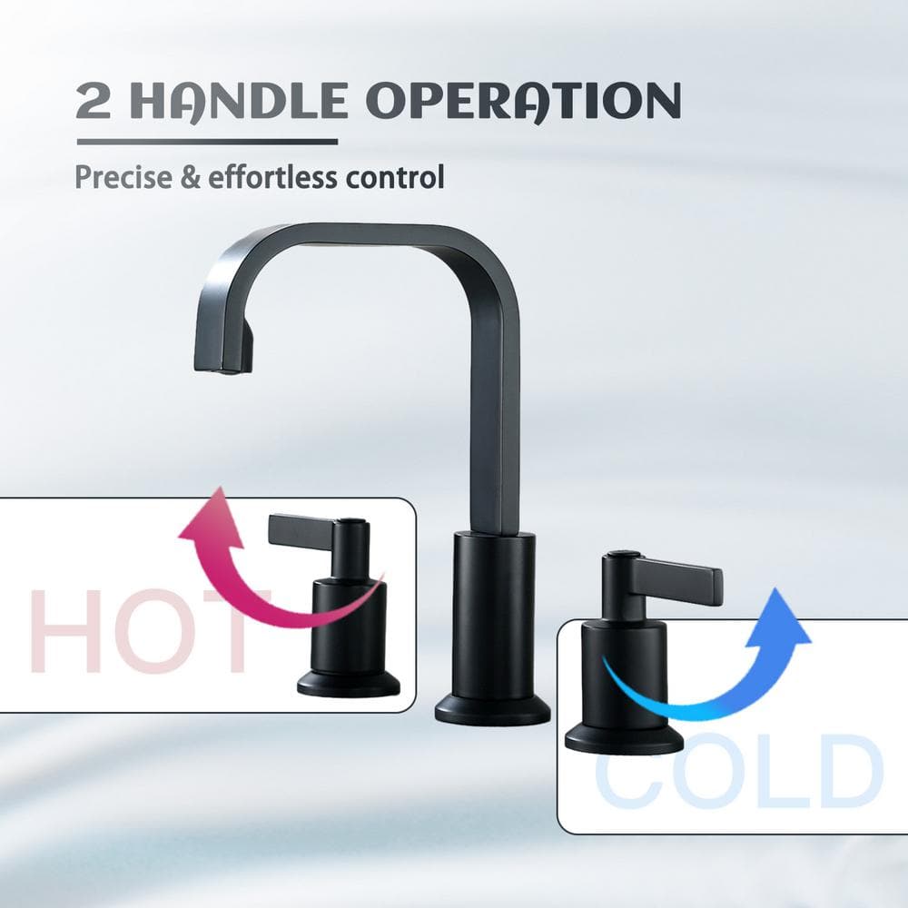 Matte Black Brass 8-inch Widespread Bathroom Faucet